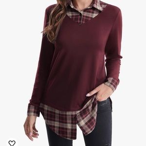 Faux layered shirt blouse